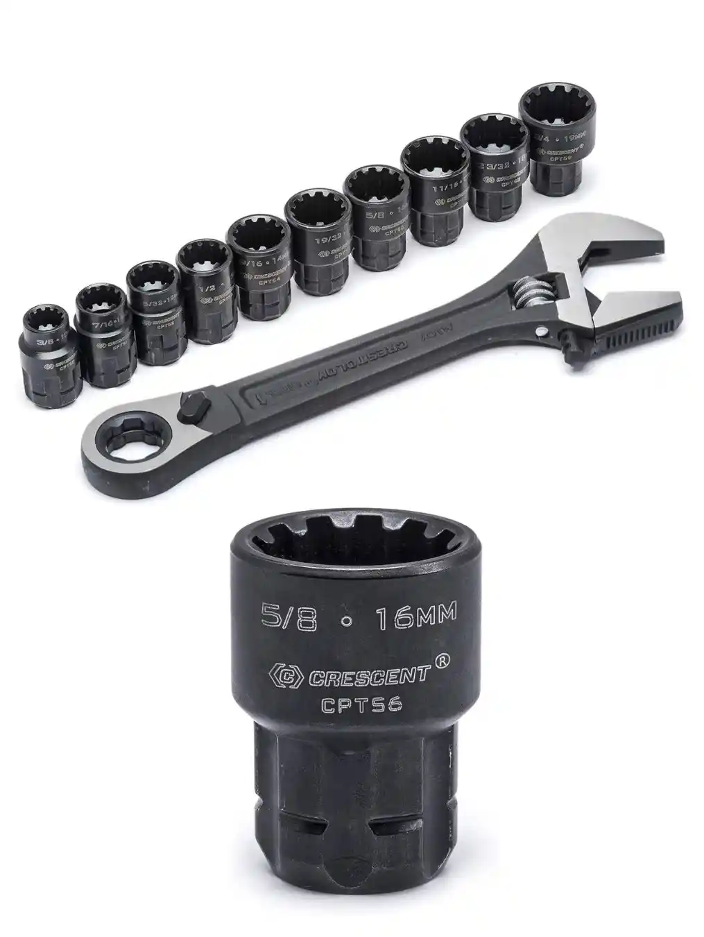 Crescent Black Oxide Adjustable Wrench and Spline Socket Set
